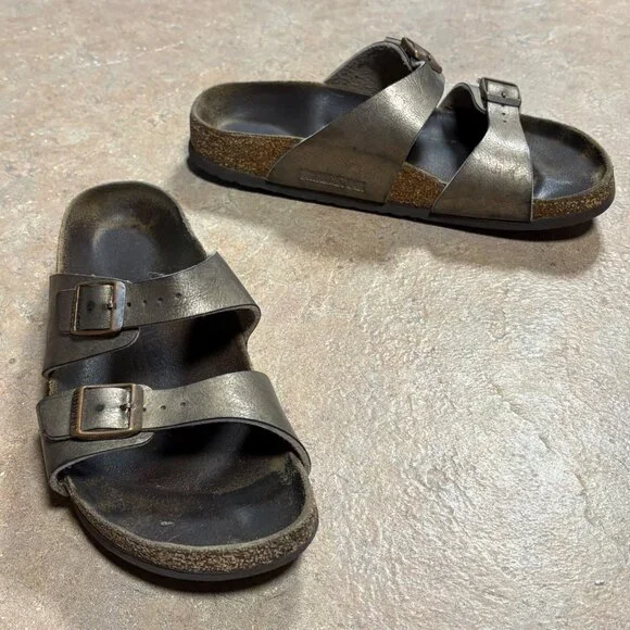 Birkenstock Sydney Slide Sandals Graceful Taupe Womens 39 US 8 Straps Cork - Picture 2 of 14